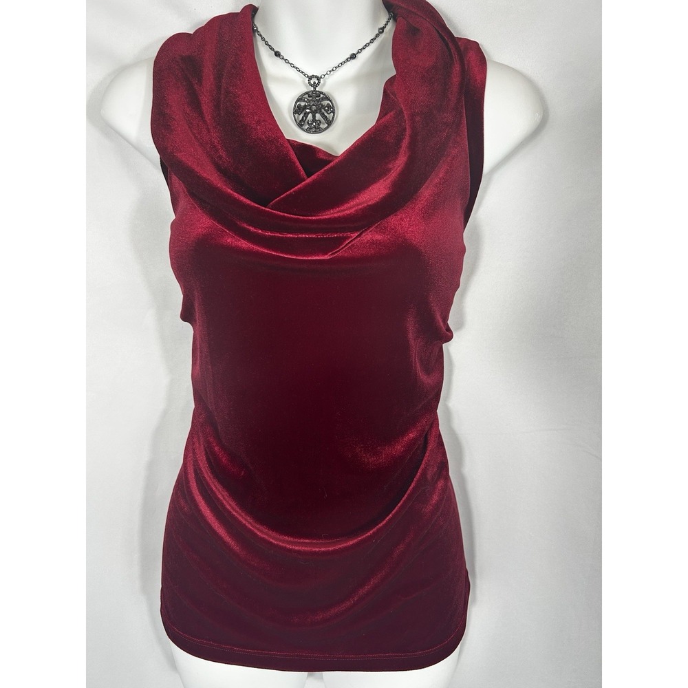 VTG Dark Red Velvet Top Cowl Neck Sultry Fairy Grunge Whimsigoth Witchy Vamp 2X